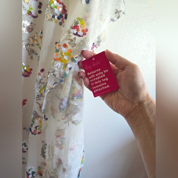 BUDDY LOVE,  Atlas Sequin Caftan Maxi Dress, White Sangria, Size Medium - NWT - Picture 13 of 14